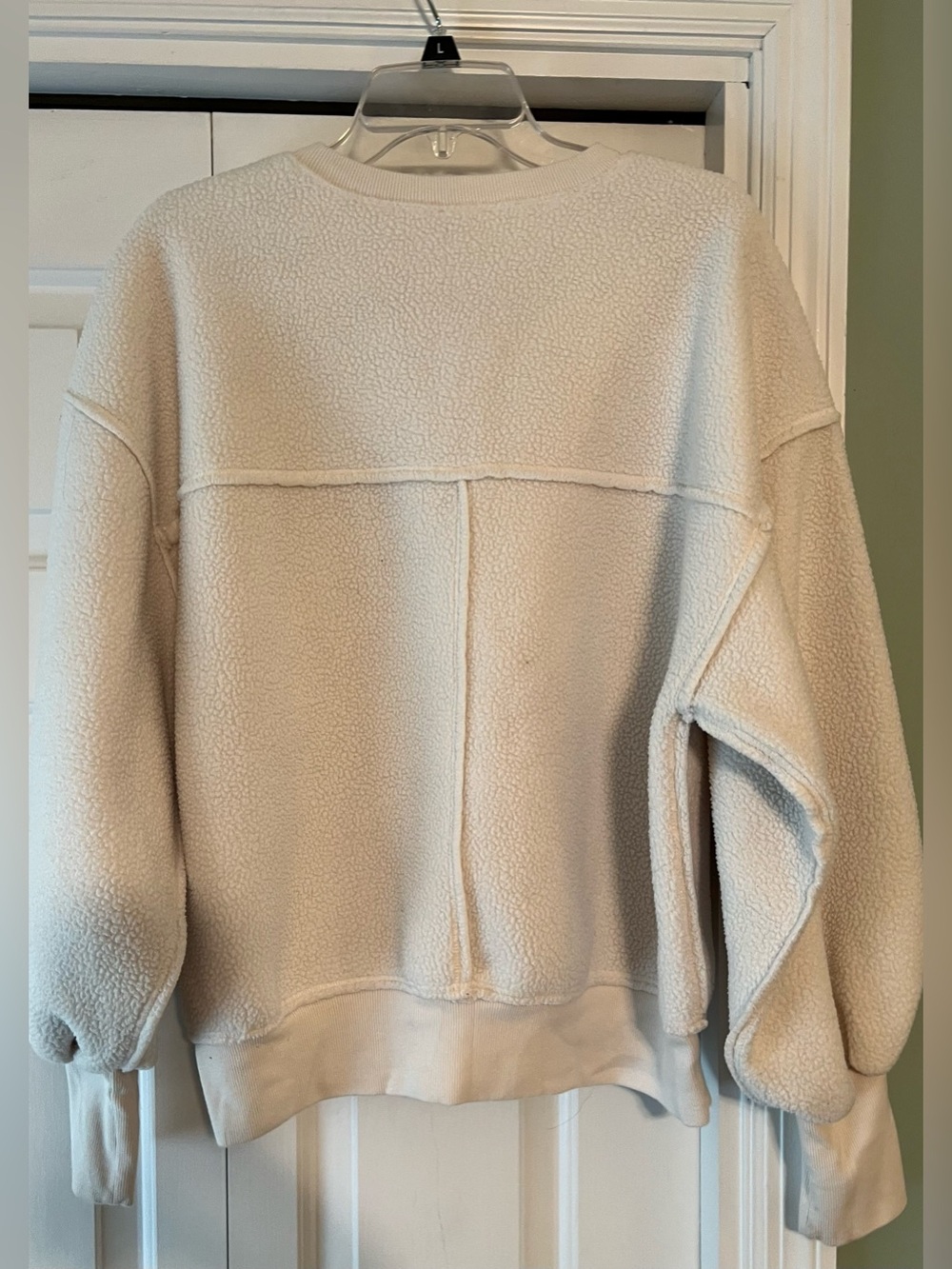 Pilcro Anthropologie Off White Sherpa Pullover Sweatshirt Balloon Sleeve M #2648 - Picture 8 of 10